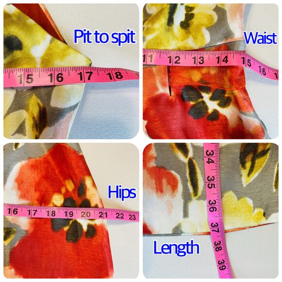 Perceptions New York Coral Gray Floral Sleeveless Ribbon Belt A-Line Dress 8 - Picture 10 of 10